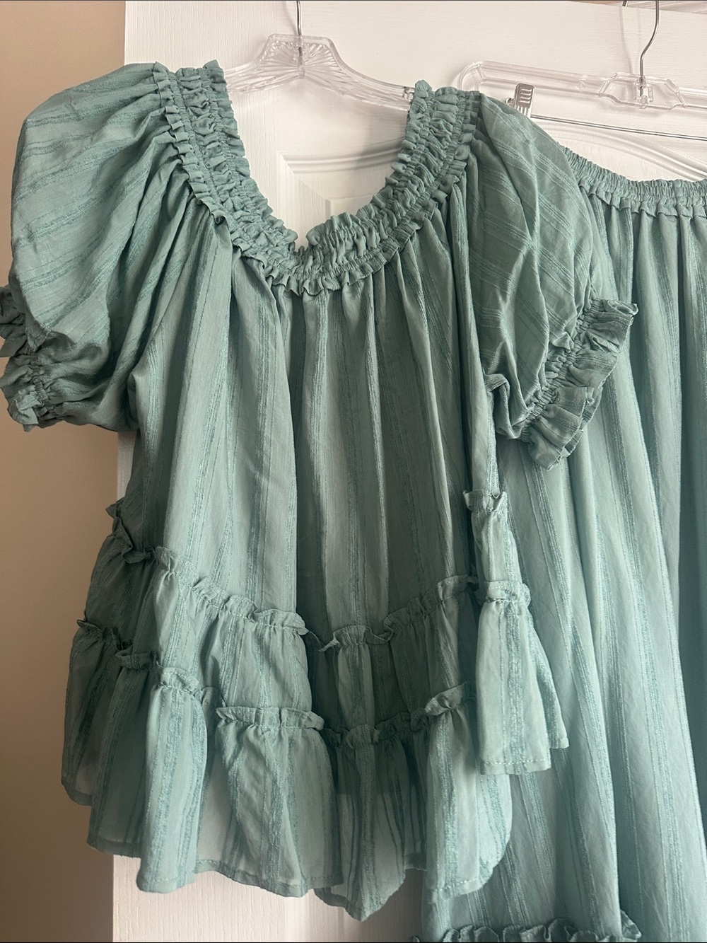 Promesa Sage Green Ruffle Tiered top & skirt worn once - Picture 5 of 5